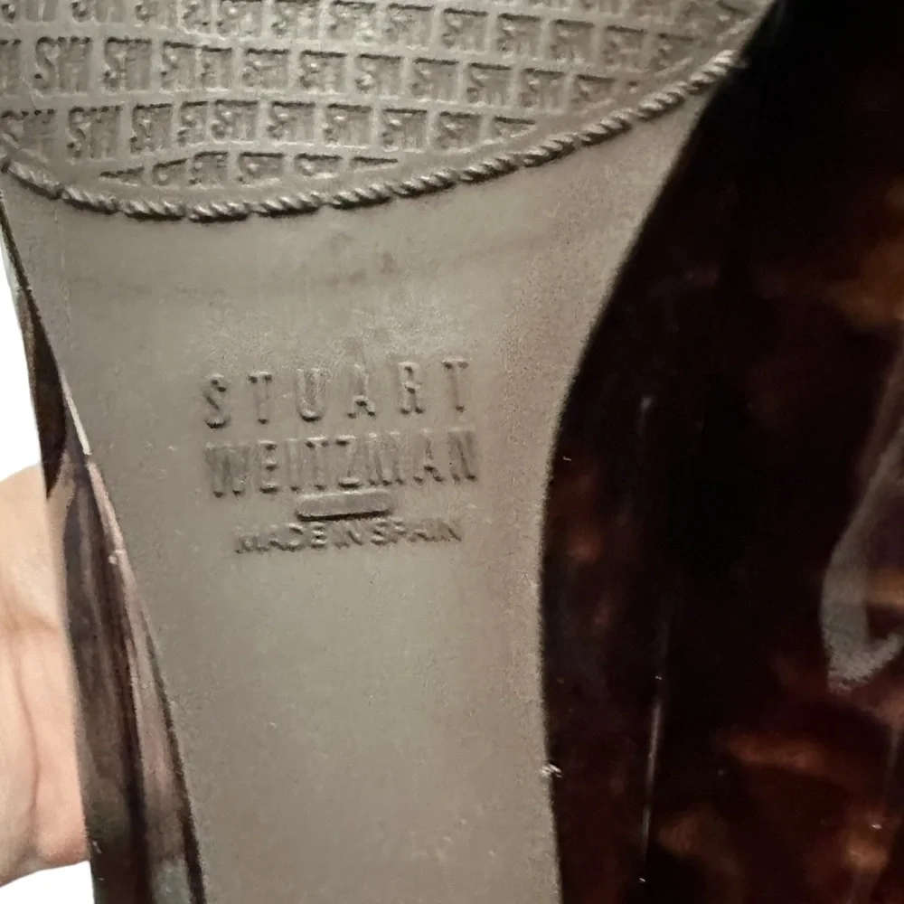 STUART WEITZMAN: Cognac Brown Tartaruga Wedge Pump - Size 7 1/2 - Picture 9 of 12